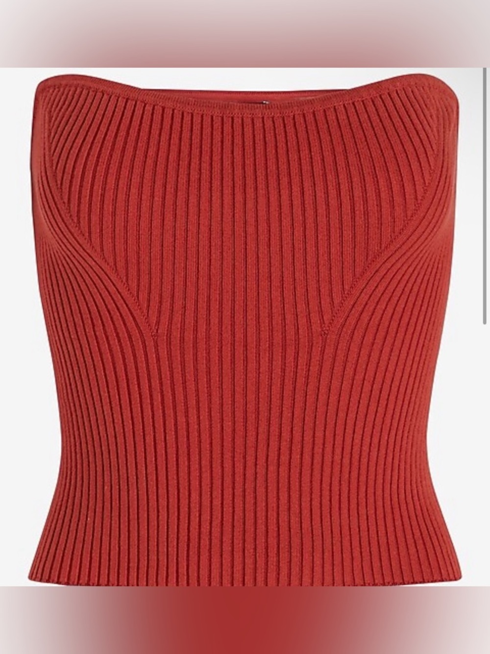 Express Red and tan Ribbed Knit Tube Top with Tags - Picture 5 of 16